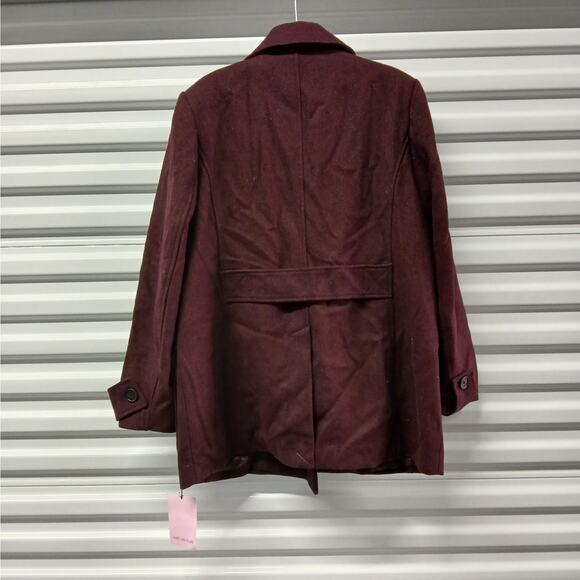 Avec Les Filles Womens Coat Size XL Burgundy Wool Blend Double Breasted Jacket - Picture 3 of 8